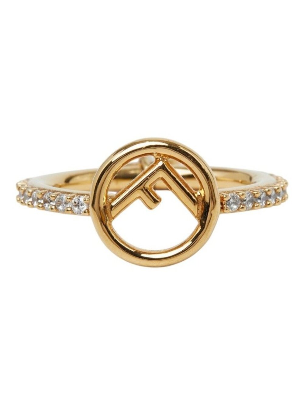 Fendi Is Ring S Gold Plated Rhinestone